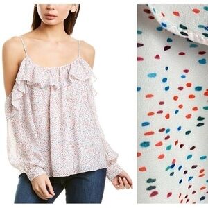 Parker Confetti Dotted Cold Shoulder Ruffle Blouse